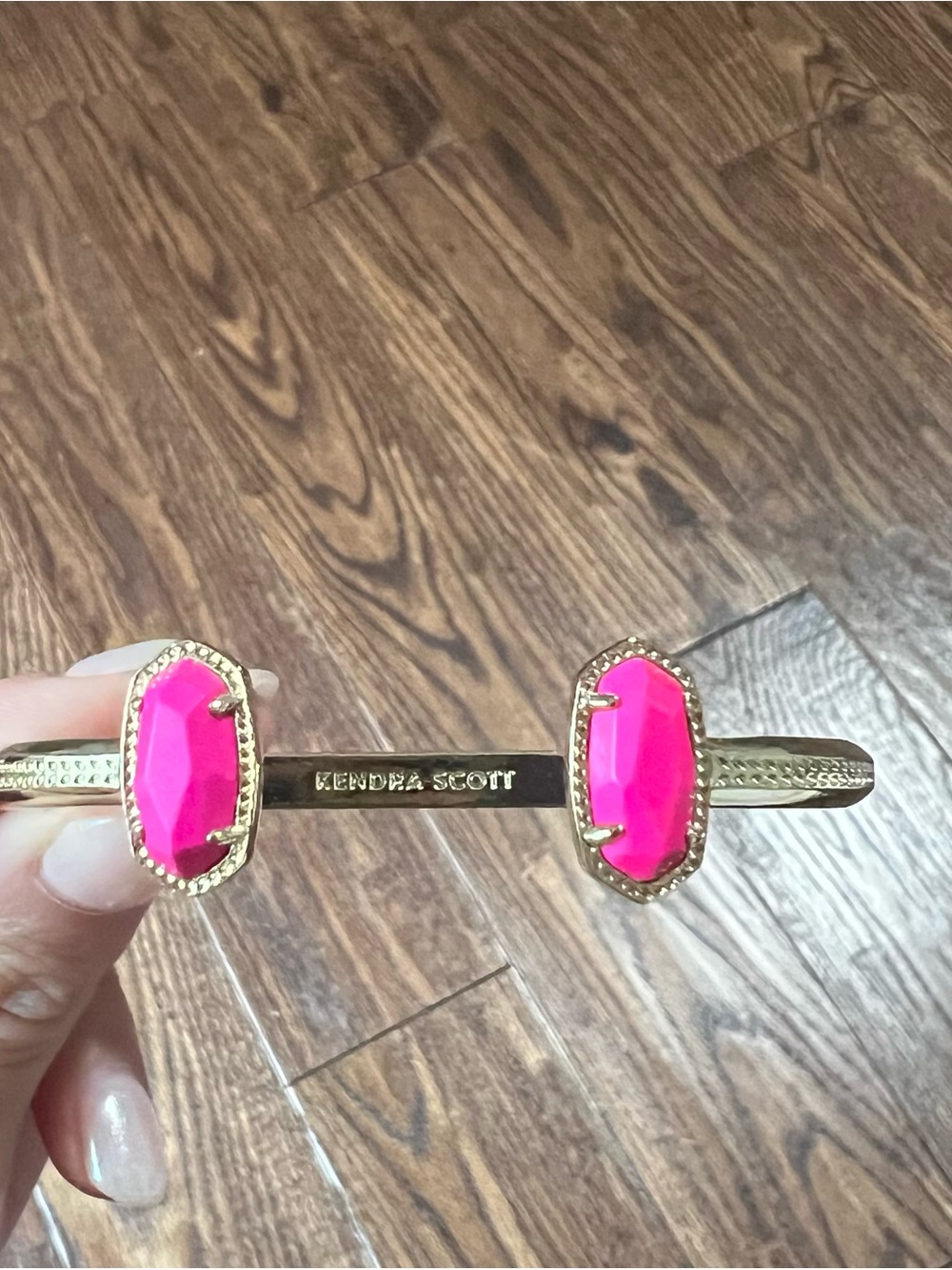 Kendra Scott Pink Gold Double Stone Cuff Bracelet